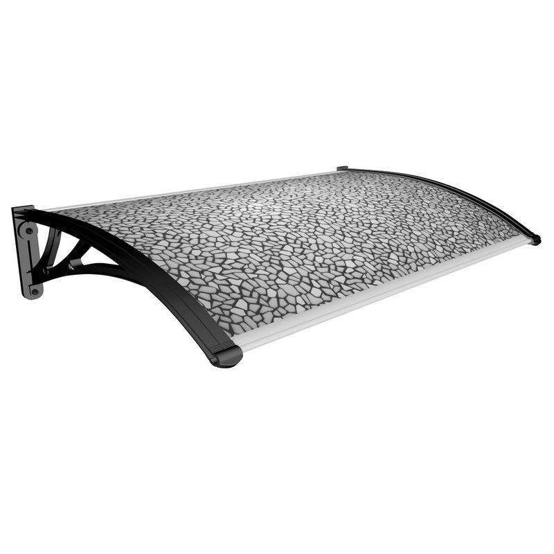 Alero Curvo de Doble Hoja Policarbonato Vitral para Puerta y Ventana de 125x100 Cm