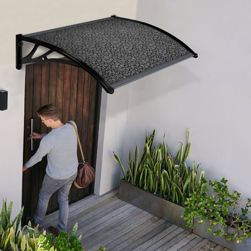 Alero Curvo de Doble Hoja Policarbonato Vitral para Puerta y Ventana de 125x100 Cm