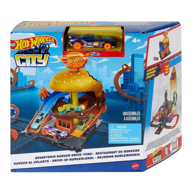 Hot Wheels City Hamburguesería al Volante con Vehículo Escala 1:64 Incluido