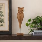 Búho Decorativo de Madera de 53 cm en Acabado Natural