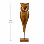 Búho Decorativo de Madera de 53 cm en Acabado Natural