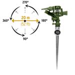 Aspersor Plástico de Pulsaciones con Estaca Metálica 1 Vía de 20 cm y Riego Verde