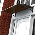 Alero Curvo de Doble Hoja Policarbonato Café para Puerta y Ventana de 150x125 Cm