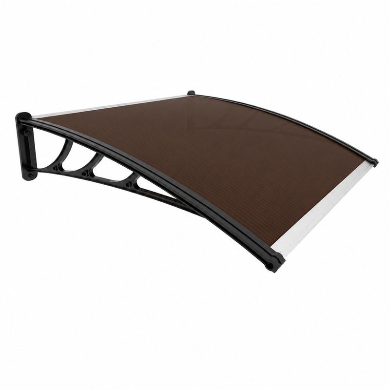 Alero Curvo de Doble Hoja Policarbonato Café para Puerta y Ventana de 150x125 Cm