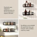 Set Organizador de Ducha Cubiko de Metal Negro Adhesivo, 2 Piezas
