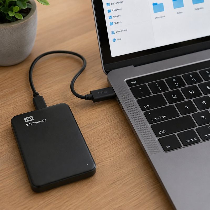 Disco Duro Externo Portátil WD Elements de 1TB con USB 3.0 en Color Negro