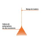 Escoba Plástica Rígida para Jardín 26 Dientes con Mango de Madera 48 plg Naranja