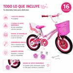 Bicicleta Infantil Princesa Ruedas de 16 Plg con Canasta y Ruedas de Apoyo - Presentación Surtida