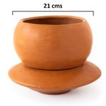 Maceta Redonda de Barro 21x13 Cm Color Terracota Natural con Plato