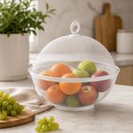 Frutero con Tapa Tipo Rejilla de Metal para Cocina Color Blanco