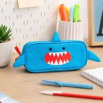 Estuche Escolar Infantil Diseño de Tiburón con Cierre Celeste y Rojo