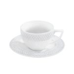 Taza de Porcelana de 3 Oz con Plato para Café Espresso Blanco con Diseño Diamante