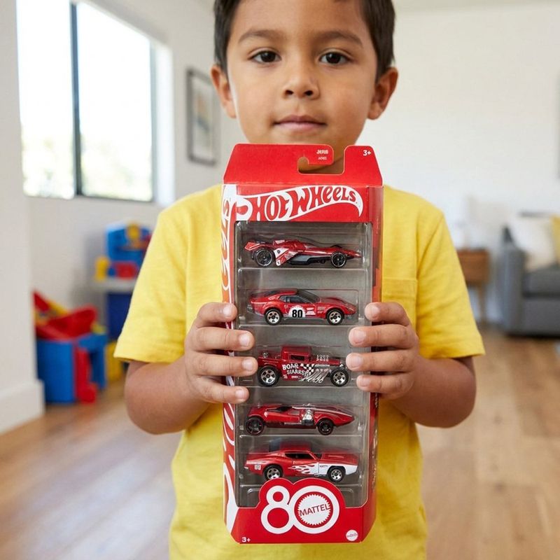 Hot Wheels Set de Autos de 80 Aniversario Escala 1:64 Rojo, 5 Unidades