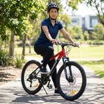 Bicicleta MTB Marco de Aluminio con Freno de Disco Rojo con Negro 24 Plg