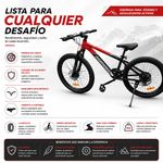 Bicicleta MTB Marco de Aluminio con Freno de Disco Rojo con Negro 24 Plg