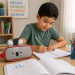 Estuche Escolar Infantil Diseño de Koala Gris con Borde Rojo