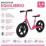 Bicicleta de Equilibrio Infantil para Niña con Marco Metálico Rosa