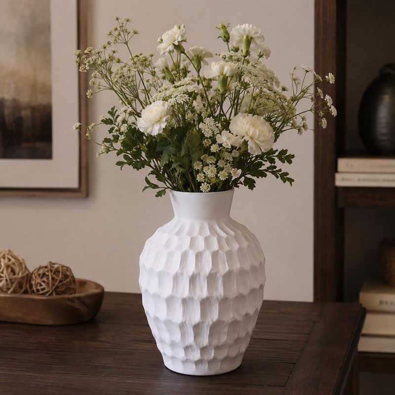 Florero Decorativo con Textura 34.5 cm Color Blanco