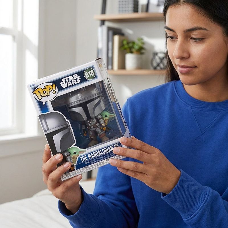 Funko Pop Star Wars The Mandalorian con Grogu Coleccionable de Vinilo #818