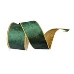 Listón Navideño Verde con Orilla Dorada 6.35 cm × 9.1 m