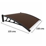 Alero Curvo de Doble Hoja Policarbonato Café para Puerta y Ventana de 150x125 Cm