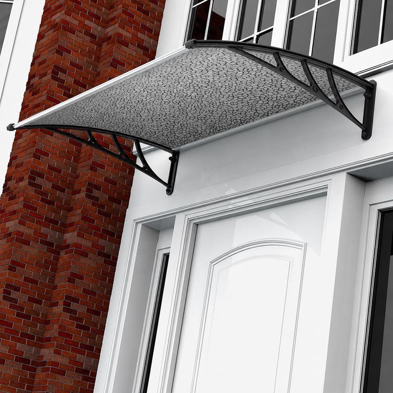 Alero Curvo de Doble Hoja Policarbonato Vitral para Puerta y Ventana de 125x100 Cm