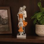 Figura Decorativa Familia Amorosa 30 cm Color Plateado y Naranja