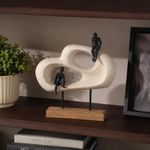 Figura Decorativa Siluetas en Nube Doble con Base Color Café y Negro