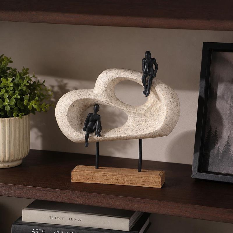 Figura Decorativa Siluetas en Nube Doble con Base Color Café y Negro