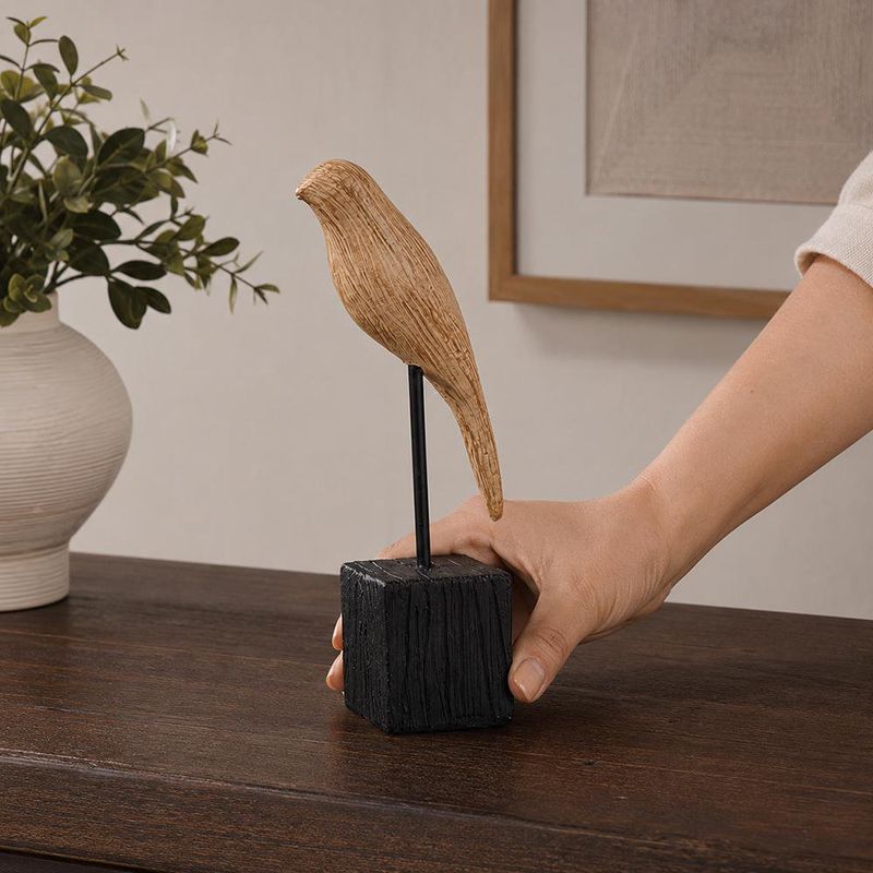 Ave Decorativa con Base Acabado Natural 18 cm