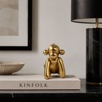 Figura Decorativa de Mono Sentado Dorado 26 cm