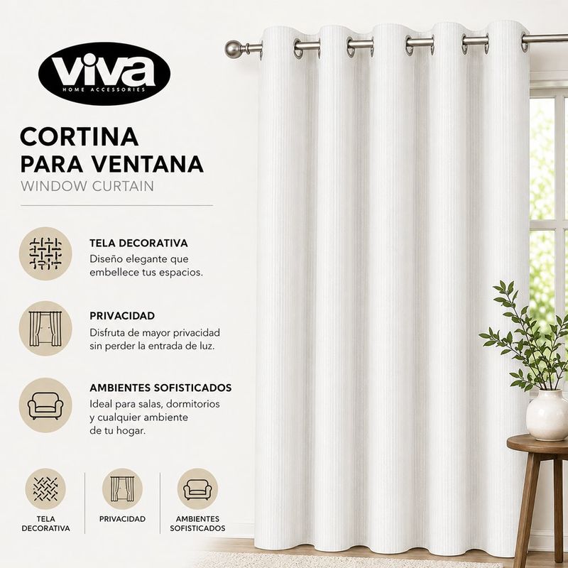 Cortina para Ventana de 135 x 240 cm Capri Color Blanco