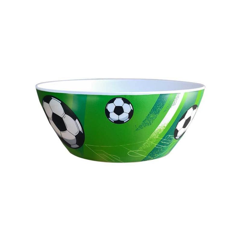 Ensaladera de Melamina con Diseño Mundial de Balones de Fútbol y Cancha