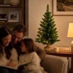Árbol de Navidad Artificial de Mesa con Luz LED Cálida y Base de Yute 60 cm