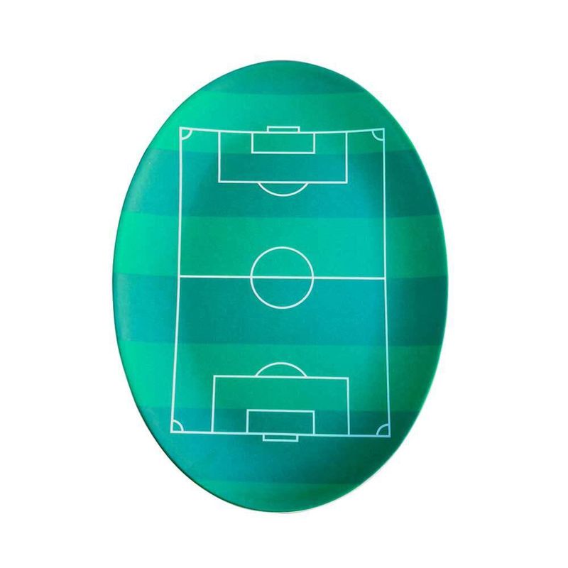 Plato Ovalado para Servir de Melamina 11.8 Plg con Diseño Mundial de Cancha de Fútbol