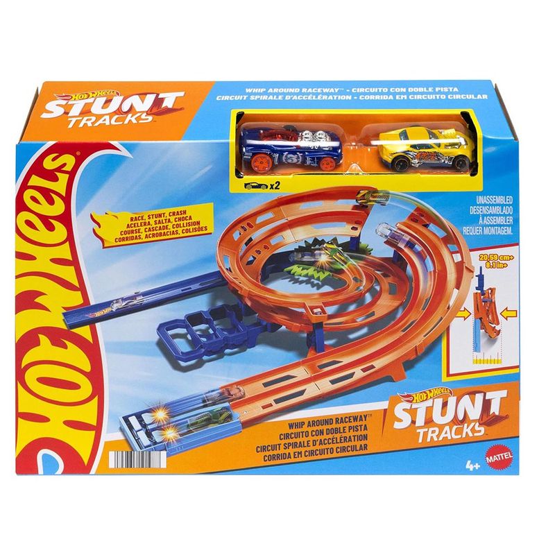 Hot Wheels Circuito de Doble Pista para Autos Escala 1:64 con Zona de Choque