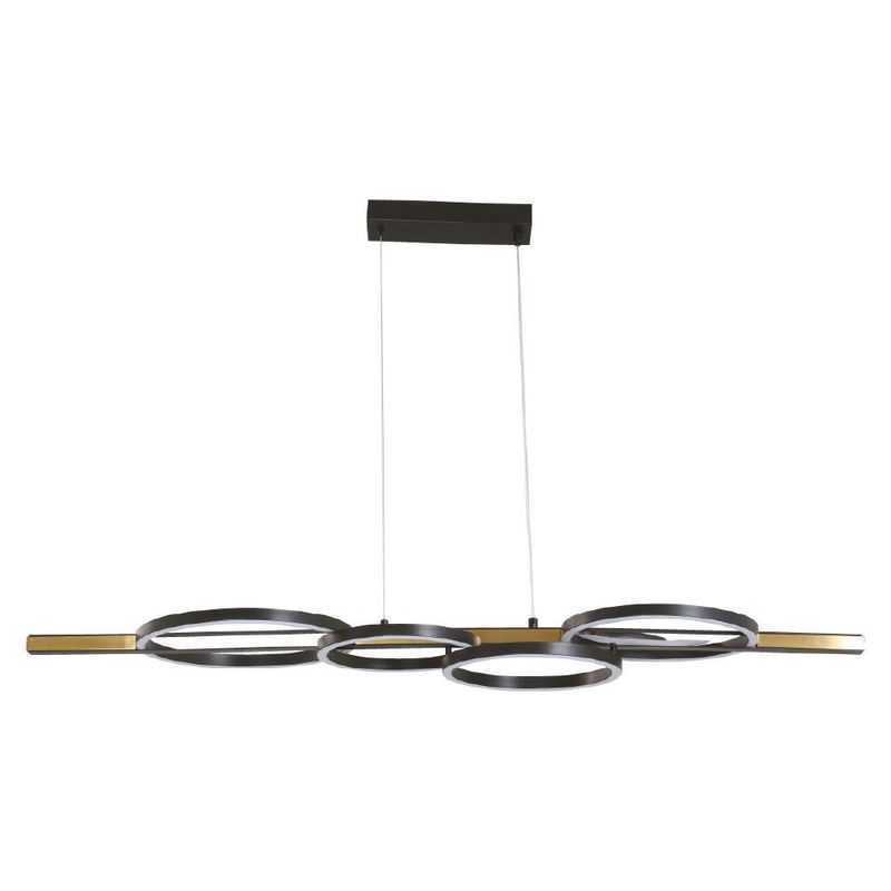 Lámpara Colgante LED de 4 Aros Luz Cálida de 3000K en Color Negro