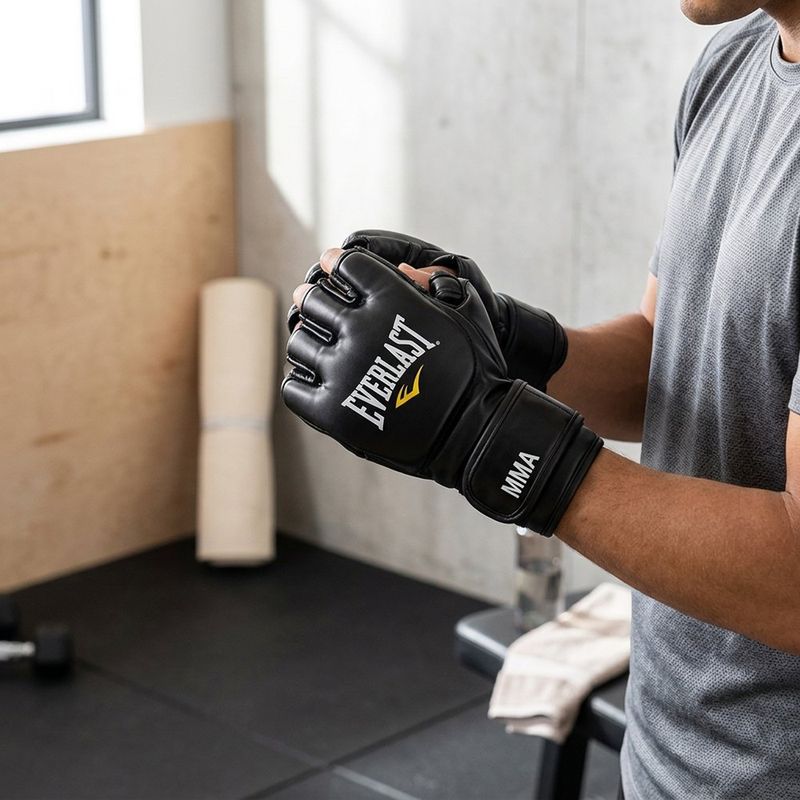 Guantes para Artes Marciales Mixtas MMA con Dedos Abiertos Talla S/M Color Negro