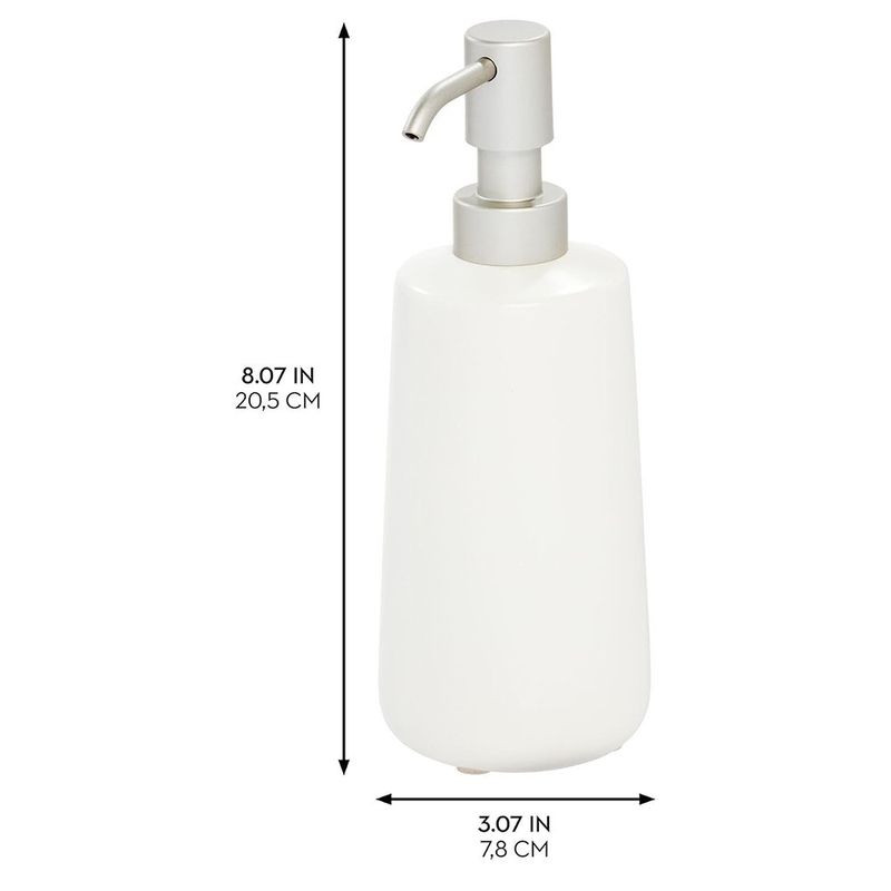 Dispensador de Jabón Alto Eco Vanity de Cerámica Color Blanco Mate
