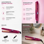 Plancha Alisadora de Cabello Terapia Triple Infusión de Keratina, Argán y Macadamia