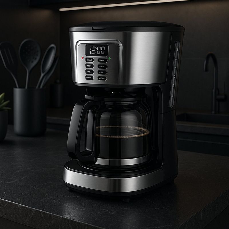 Cafetera Digital por Goteo de 1.5 L Color Plateado con Negro