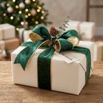 Listón Navideño Verde con Orilla Dorada 6.35 cm × 9.1 m