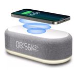 Reloj Despertador 5 en 1 con Bocina Bluetooth, Carga Inalámbrica y Luz RGB