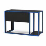 Escritorio Gamer de Madera Sólida con Repisa Lateral Azul y Negro de 120 cm