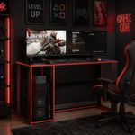 Escritorio Gamer de MDP con Repisa Lateral Rojo y Negro de 120 cm