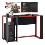 Escritorio Gamer de MDP con Repisa Lateral Rojo y Negro de 120 cm