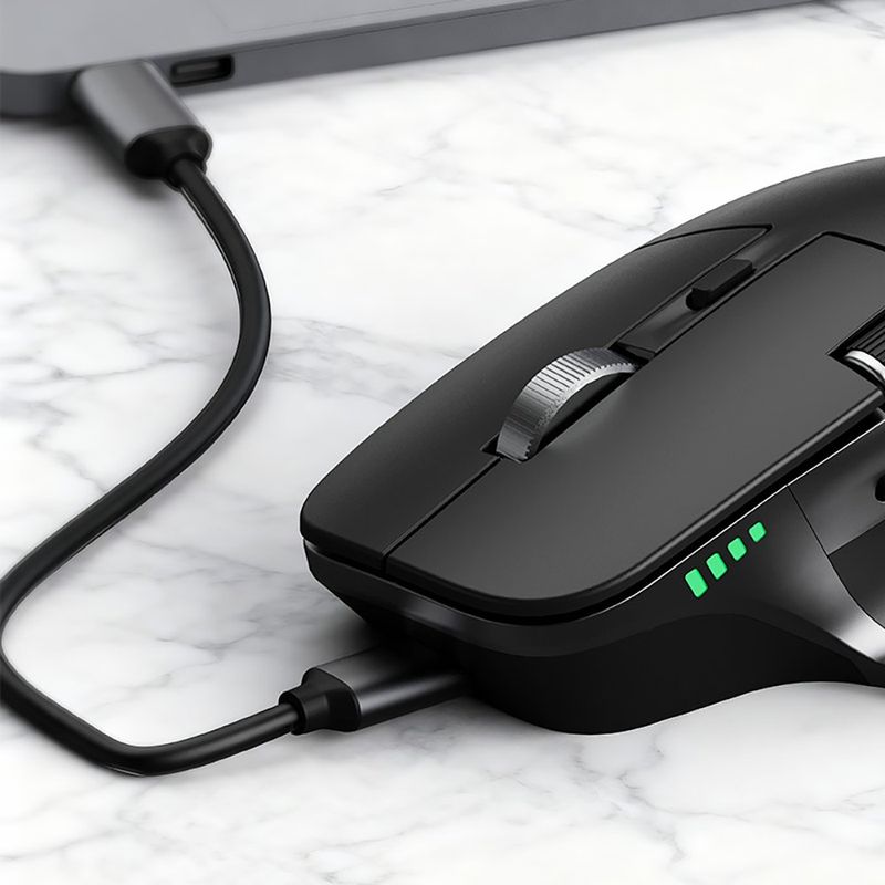 Mouse Bluetooth Recargable Ergonómico con Scroll Horizontal en Color Negro