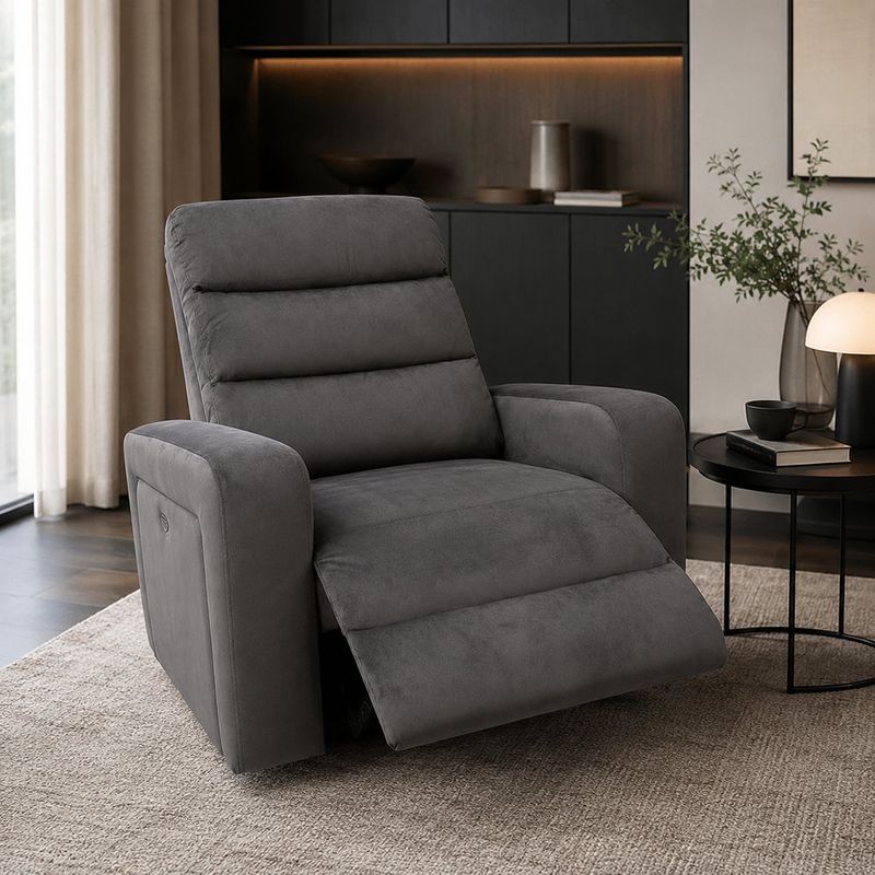 Sillón Reclinable Zeus Gris con Tapizado de Microfibra 91 × 86 × 72 Cm
