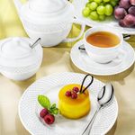 Taza de Porcelana de 3 Oz con Plato para Café Espresso Blanco con Diseño Diamante