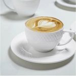 Taza de Porcelana de 3 Oz con Plato para Café Espresso Blanco con Diseño Diamante